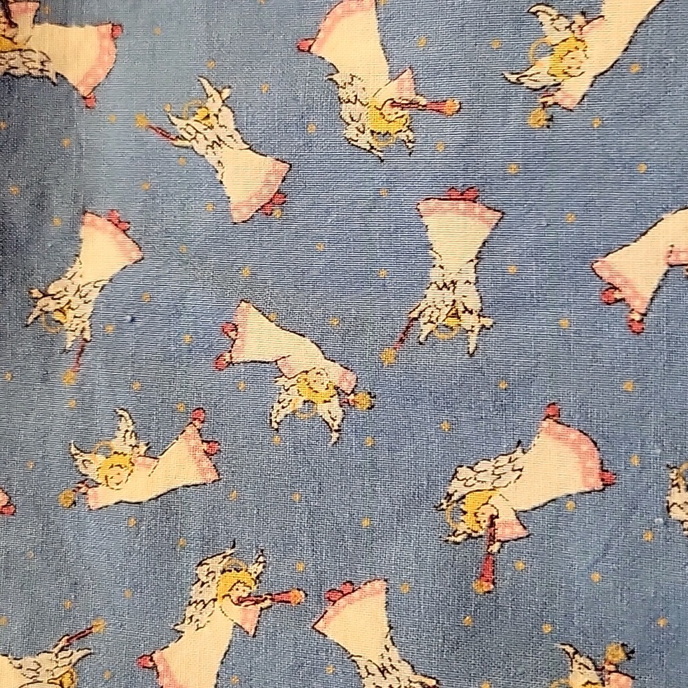 Light blue with small angels floating in stars cotton quilt fabric 1.3  yd
